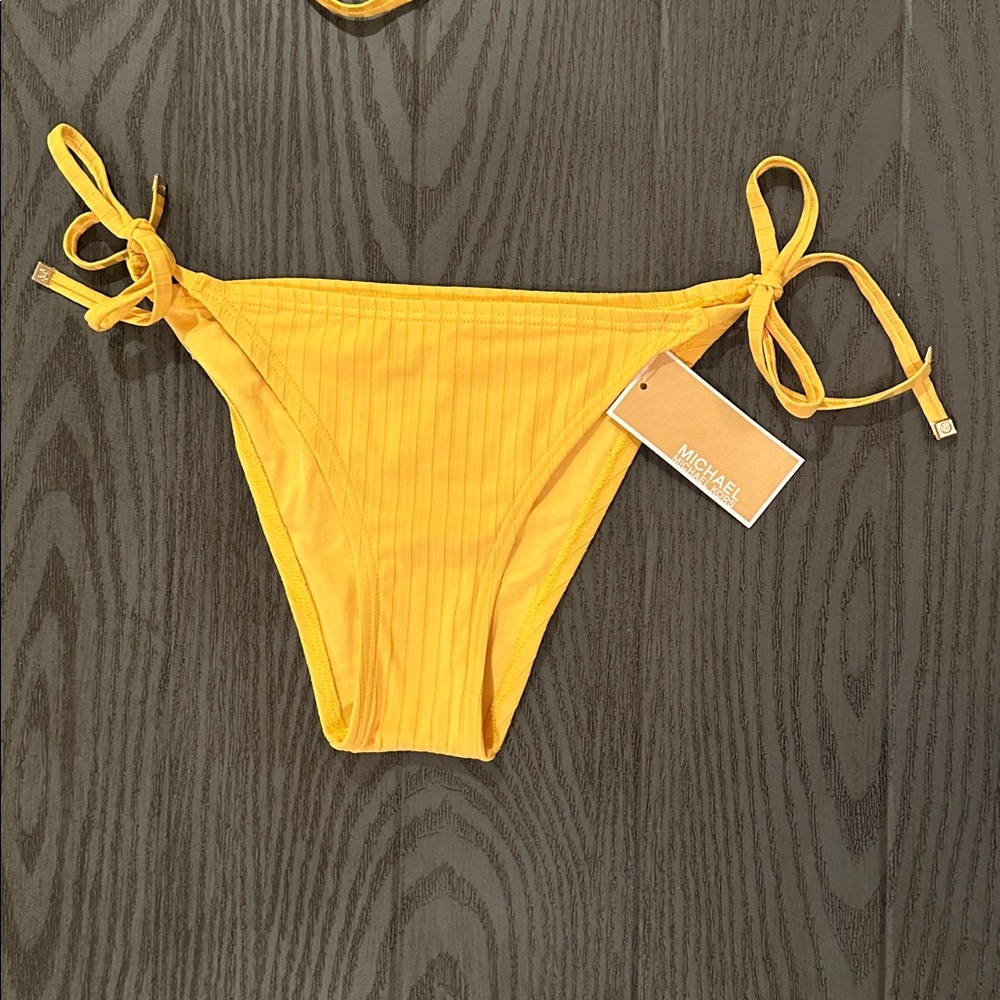 Michael Kors Yellow Ribbed String Bikini Set - Picture 6 of 11